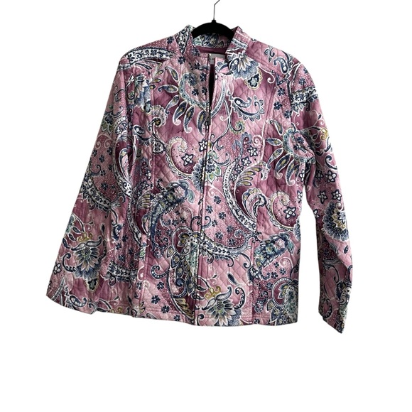 Alfred Dunner Jackets & Blazers - Alfred Dunner Purple Pink Paisley Quilted Zip Up Jacket Size 8